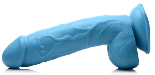 8.25 Inch Dildo with Balls - Blue - Image 6