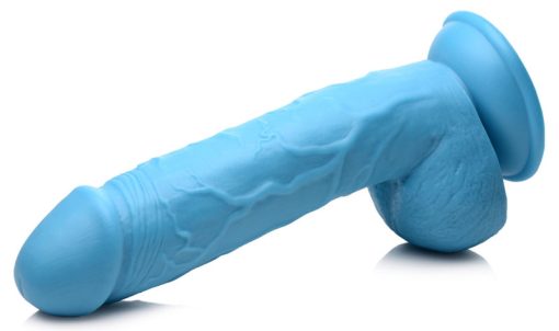 8.25 Inch Dildo with Balls - Blue - Image 5