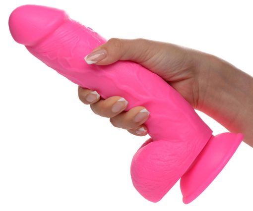 8.25 Inch Dildo with Balls - Pink - Image 3