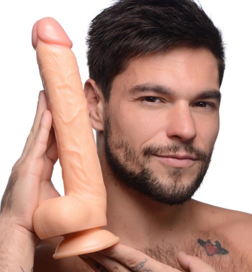 Long Logan 10 Inch Dildo with Balls - Light - Image 2