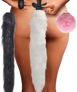 Vibrating Silicone Anal Plug with 3 Interchangeable Tails