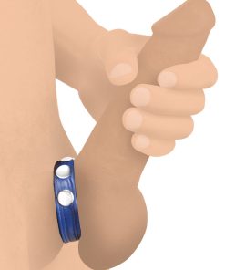 Leather Speed Snap Cock Ring - Blue