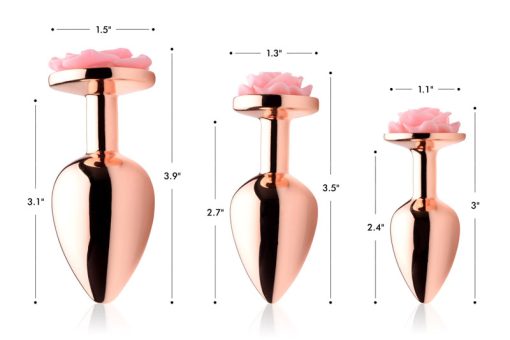Rose Gold Anal Plug with Pink Flower - Large - Image 6
