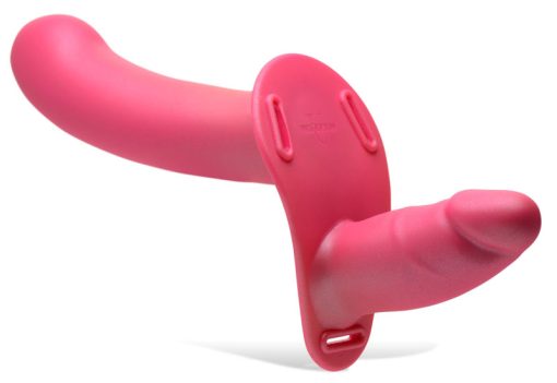 28X Double Diva 1.5 Inch Double Dildo with Harness and Remote Control - Pink - Image 4