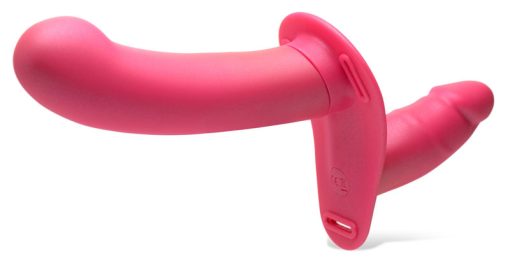 28X Double Diva 1.5 Inch Double Dildo with Harness and Remote Control - Pink - Image 5