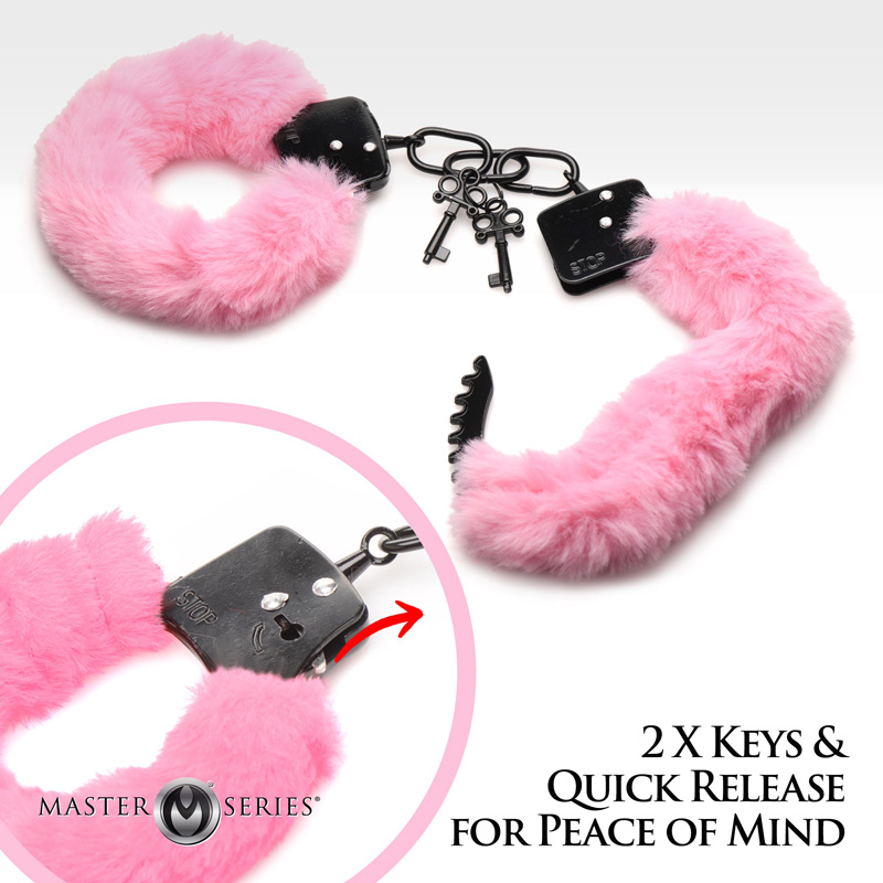 Cuffed in Fur Furry Handcuffs - Pink - Image 4