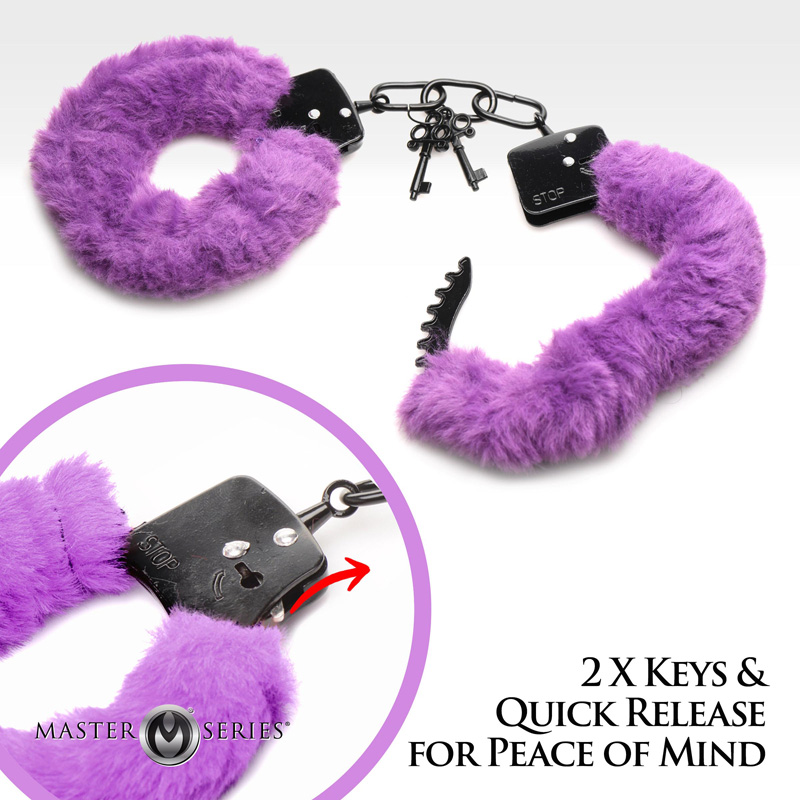 Cuffed in Fur Furry Handcuffs - Purple - Image 4