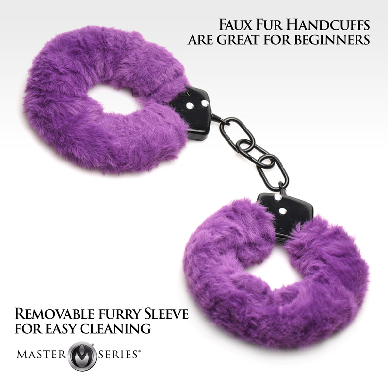 Cuffed in Fur Furry Handcuffs - Purple - Image 3