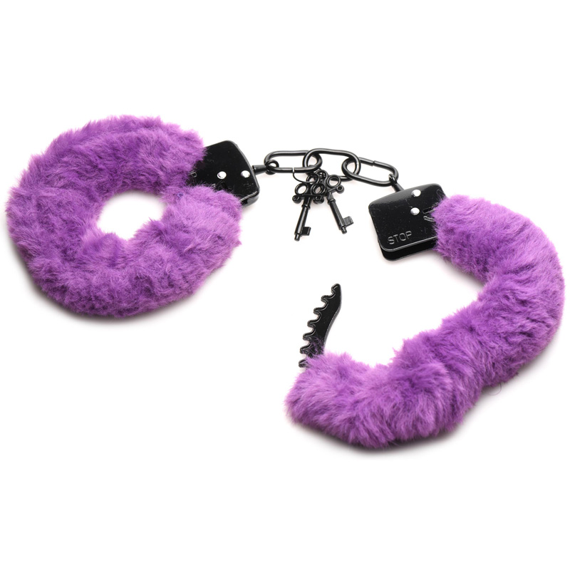 Cuffed in Fur Furry Handcuffs - Purple - Image 6