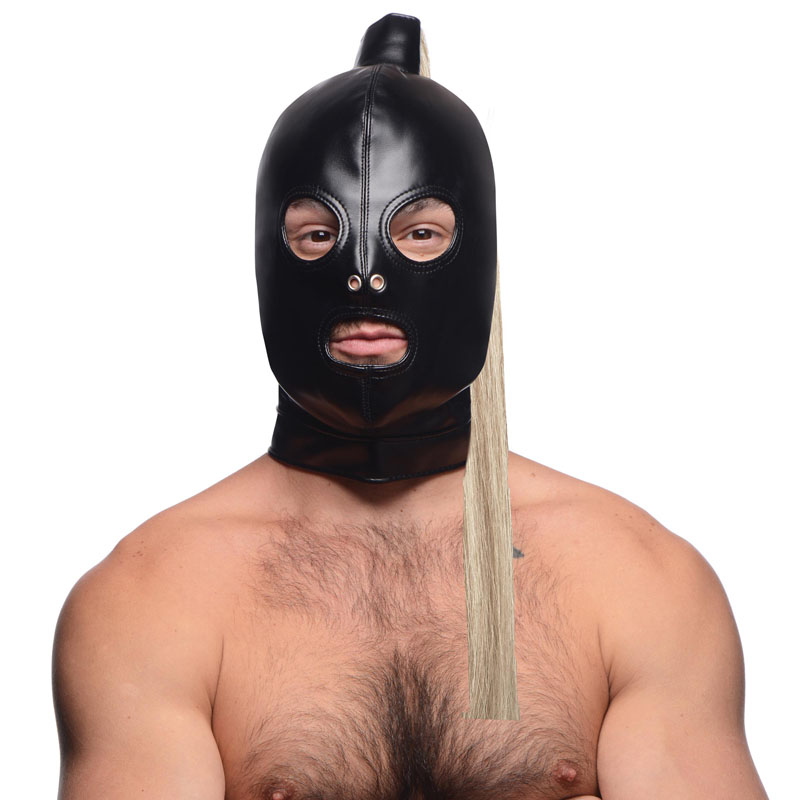Blonde Ponytail Bondage Hood - Image 4