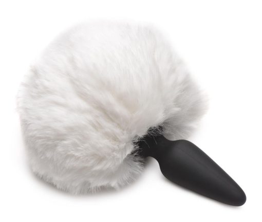 Large Anal Plug with Interchangeable Bunny Tail - White - Image 4