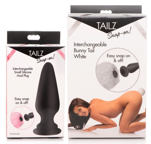 Small Anal Plug with Interchangeable Bunny Tail - White - Image 9