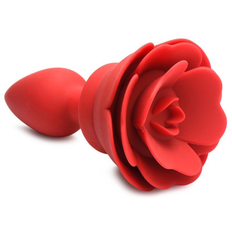 28X Silicone Vibrating Rose Anal Plug with Remote - Small - Image 5