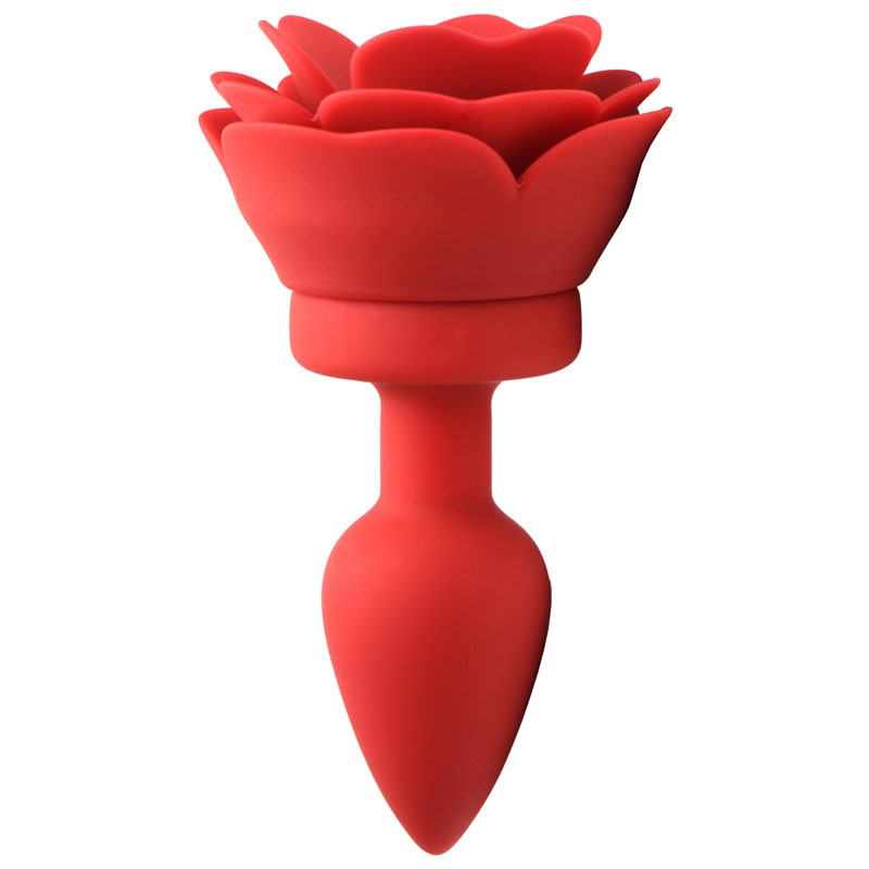 28X Silicone Vibrating Rose Anal Plug with Remote - Small - Image 6