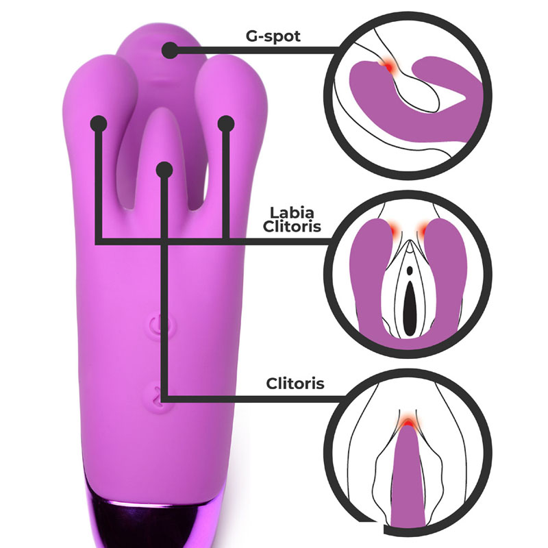 10X Triple Rabbit Silicone Vibrator - Purple - Image 4