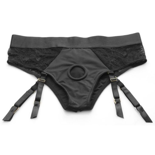 Laced Seductress Crotchless Panty Harness with Garter Straps - SM - Image 6