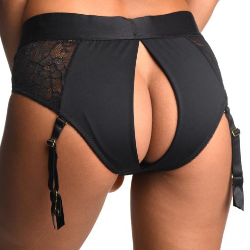 Laced Seductress Crotchless Panty Harness with Garter Straps - SM - Image 5