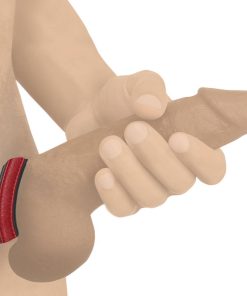 Velcro Leather Cock Ring - Red