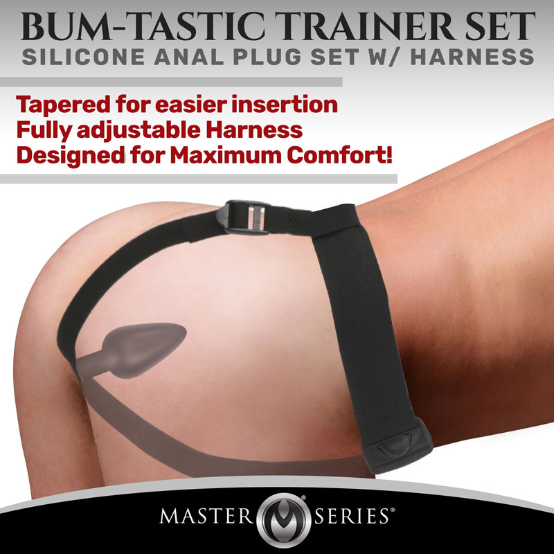 Bum-Tastic Trainer Set Silicone 3 Piece Anal Plug Set with Harness - Image 4