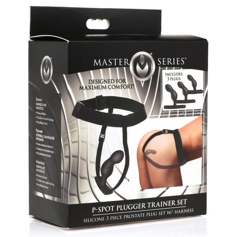P-Spot Plugger Trainer Set Silicone 3 Piece Prostate Plug Set with Harness - Image 9
