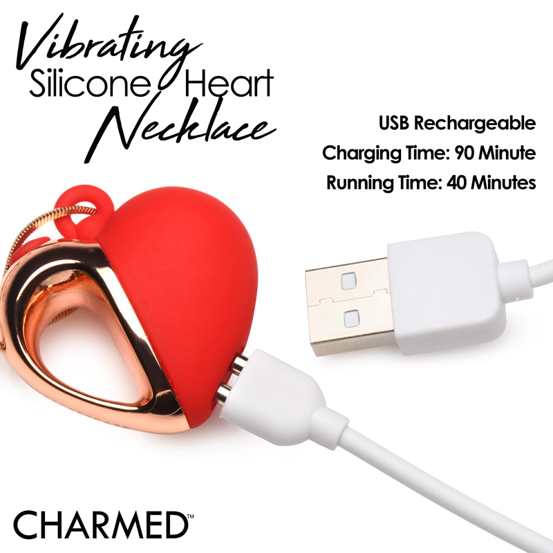 10X Vibrating Silicone Heart Necklace - Image 9