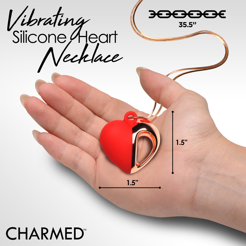 10X Vibrating Silicone Heart Necklace - Image 4