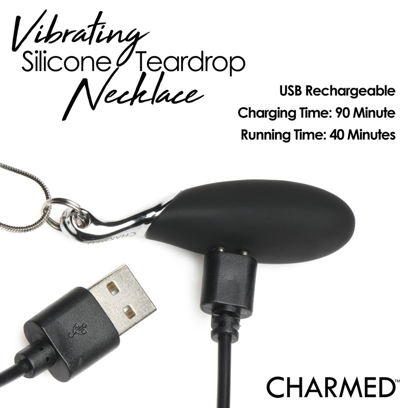 10X Vibrating Silicone Teardrop Necklace - Image 8