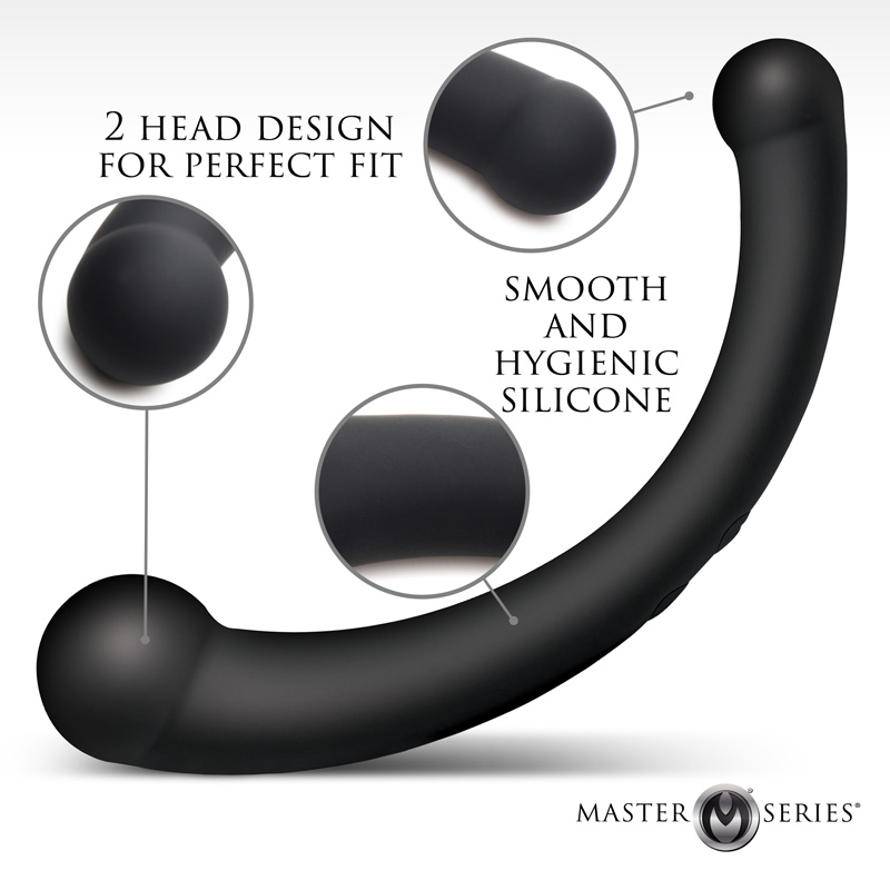 10X Vibra-Crescent Vibrating Silicone Dual-Ended Dildo - Black - Image 3