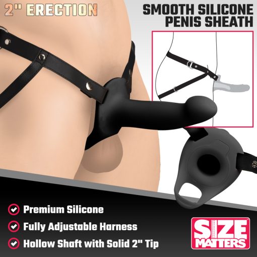 2 Inch Erection Smooth Silicone Penis Sheath - Black - Image 2