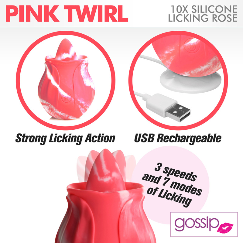 10X Pink Twirl Silicone Licking Rose - Image 2