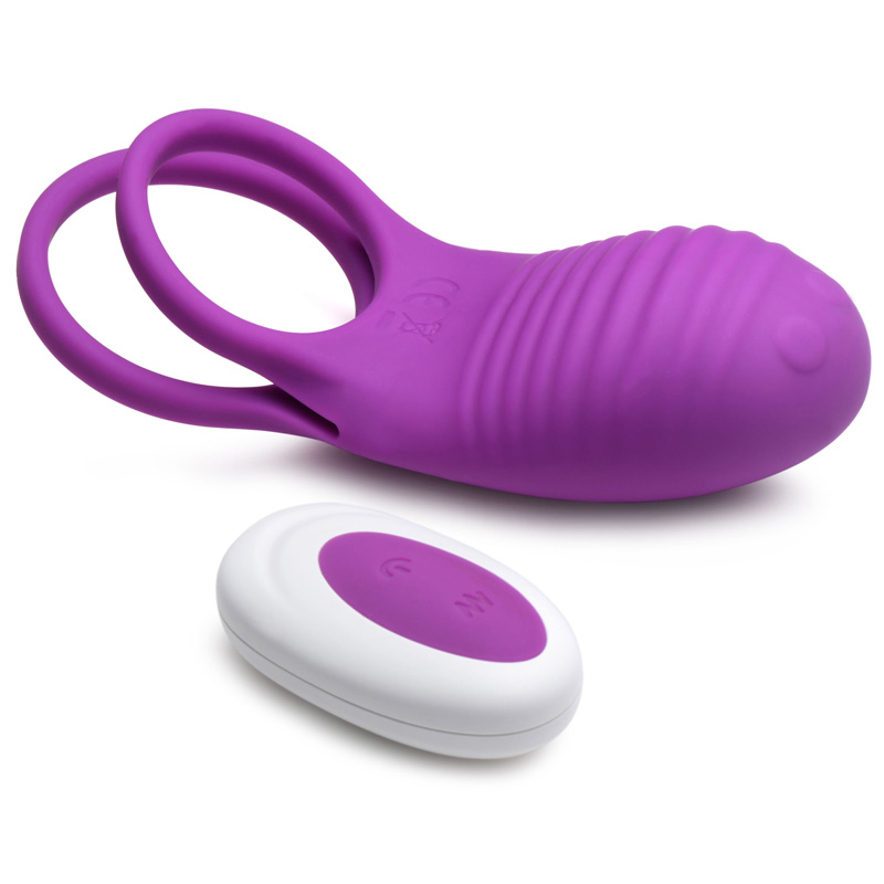 Love Loops 10X Silicone Cock Ring with Remote - Purple - Image 3