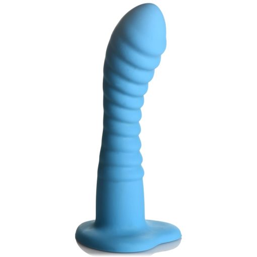 Ribbed Silicone Blue Dildo - Image 3