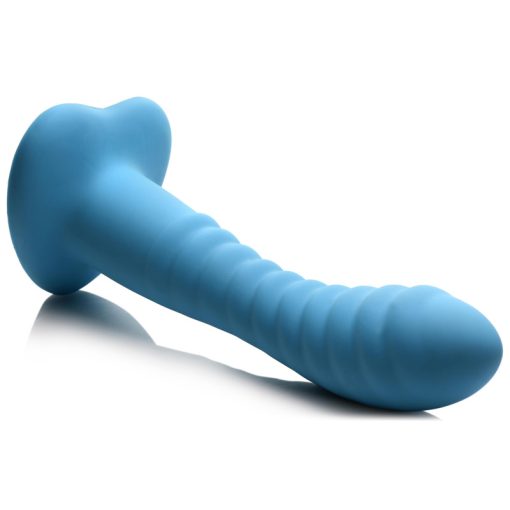 Ribbed Silicone Blue Dildo - Image 4
