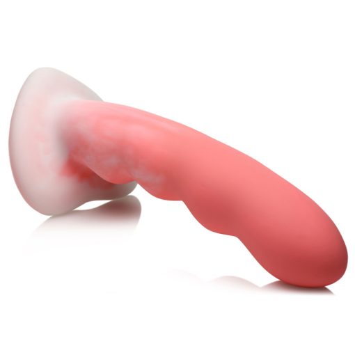 Wavy Silicone Pink and White Dildo - Image 4