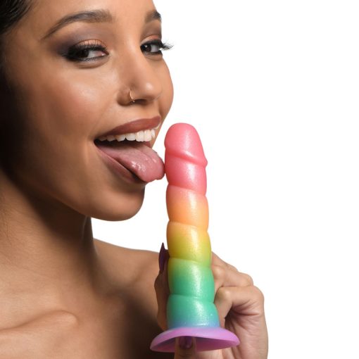 Swirl Rainbow Silicone Dildo - Image 2