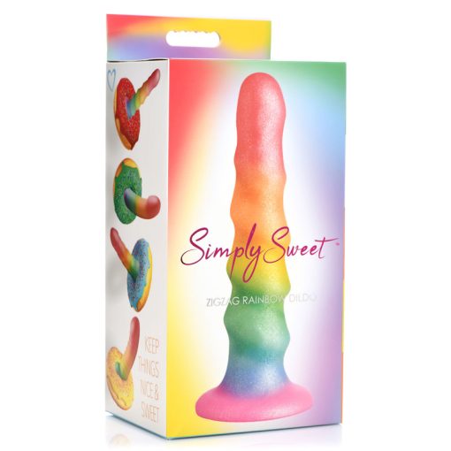 Zigzag Rainbow Silicone Dildo - Image 8