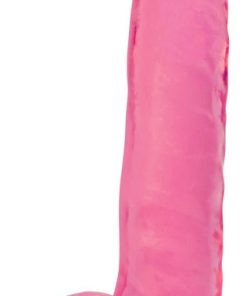8 Inch Slim Stick with Balls Cherry Ice Dildo