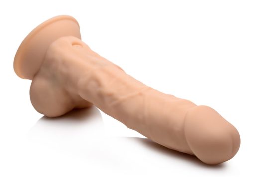8 Inch Silexpan Hypoallergenic Silicone Vibrating Dildo - Light - Image 3