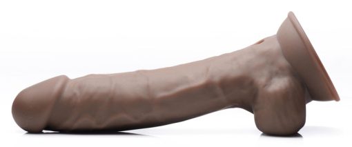 8 Inch Silexpan Hypoallergenic Silicone Vibrating Dildo - Dark - Image 2