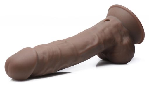 8 Inch Silexpan Hypoallergenic Silicone Vibrating Dildo - Dark - Image 3