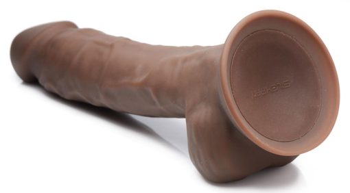 8 Inch Silexpan Hypoallergenic Silicone Vibrating Dildo - Dark - Image 4