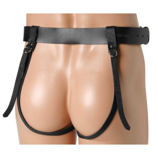 Double Penetration Premium Leather Dildo Harness for Men - Image 2