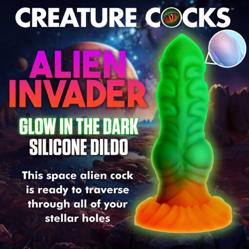 Alien Invader Glow-In-The-Dark Silicone Dildo - Image 2