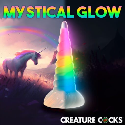 Uni-Glow Glow-In-The-Dark Rainbow Silicone Dildo - Image 5