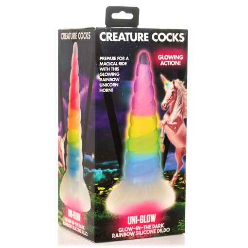 Uni-Glow Glow-In-The-Dark Rainbow Silicone Dildo - Image 9