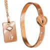 Cuffed Locking Bracelet and Key Necklace - Rose Gold