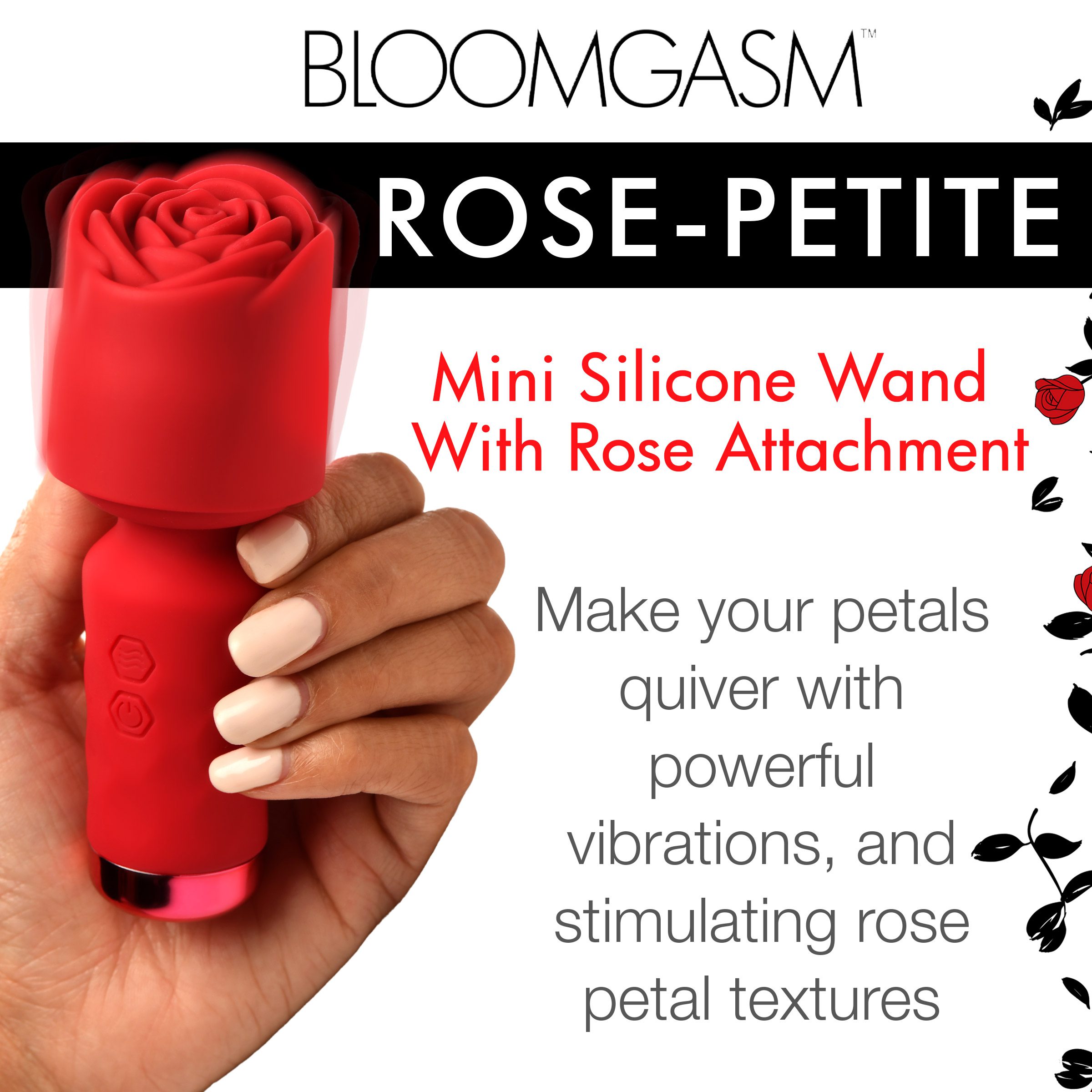 Pleasure Rose-Petite Mini Silicone Rose Wand - Image 2