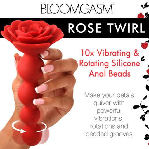 10X Rose Twirl Vibrating and Rotating Silicone Anal Beads - Image 2