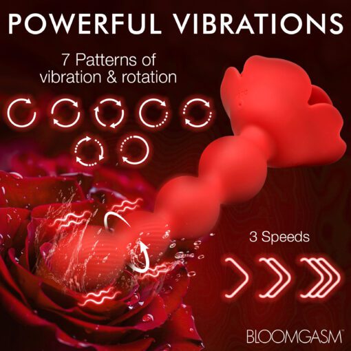 10X Rose Twirl Vibrating and Rotating Silicone Anal Beads - Image 6