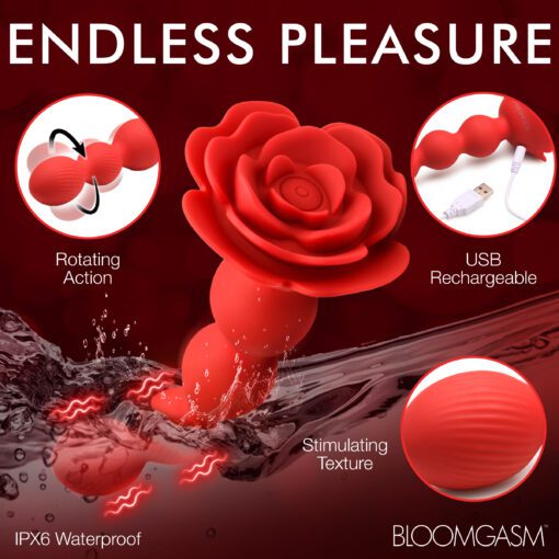 10X Rose Twirl Vibrating and Rotating Silicone Anal Beads - Image 8